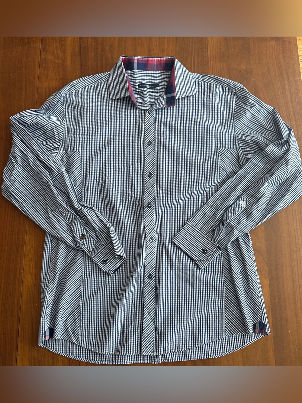 Stone rose checkers button up dress shirt